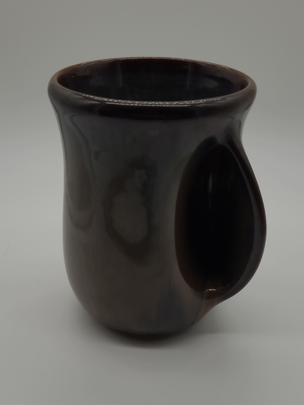 Elanze Brown Glazed Ceramic Hand Warmer Mug